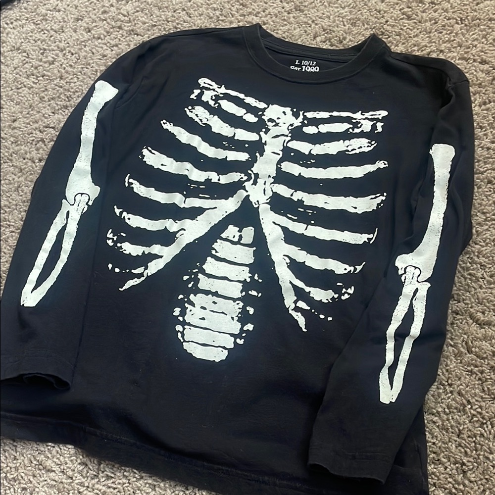 The Children's Place Black and White Skeleton Long Sleeve Tee